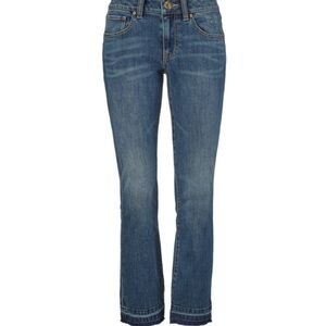 CAbi Kick It Crop/Women's Straight Leg Blue Jeans